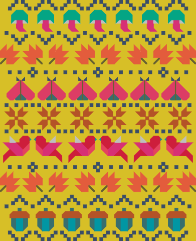 Fair Isle Forest Block of the Month Quilt Kit (Multi-Color Mashup) - PREORDER