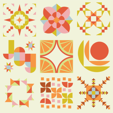 Solstice Sampler Quilt Kit (Orange Zest)