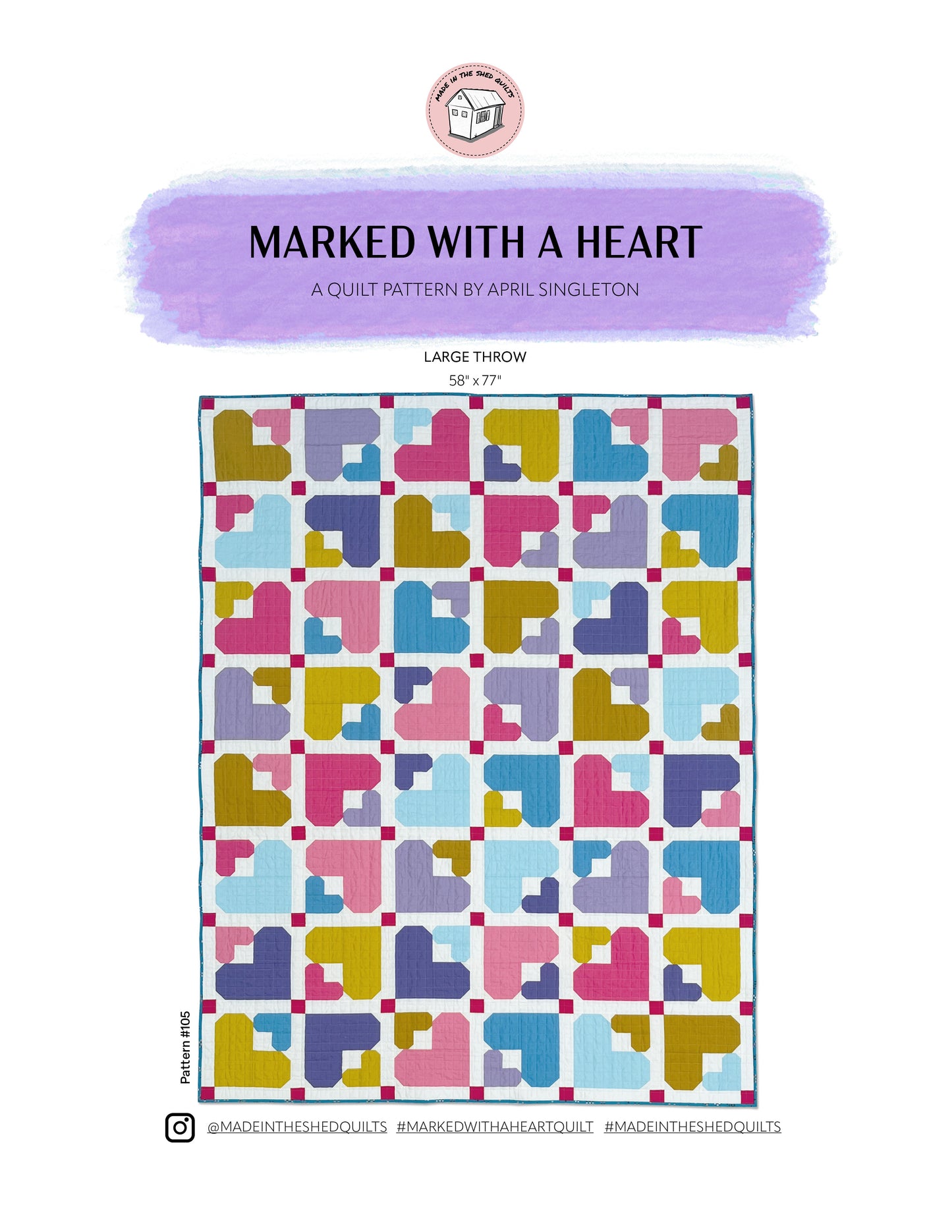 Marked With a Heart Quilt Pattern (PDF Download)